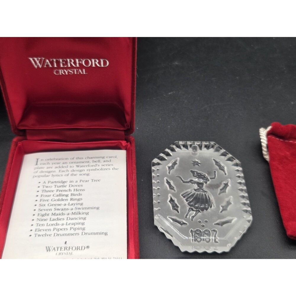 Waterford Crystal 1992 Nine Ladies Dancing 12 Days Of Christmas Ornament W Box